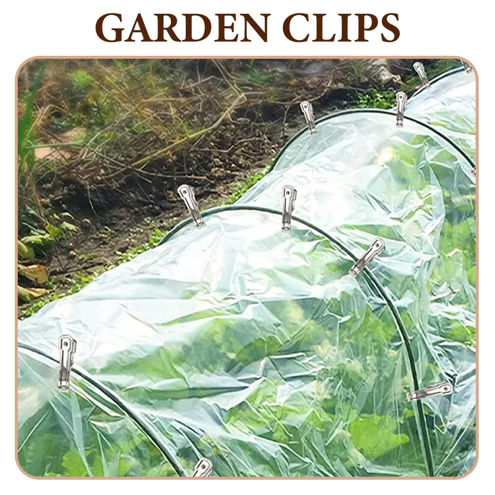 

20Pcs Stainless Steel Garden Clips Greenhouse Clamps Multifunctional Fixing Clips for Shade Cloth Plant Covers Outdoor