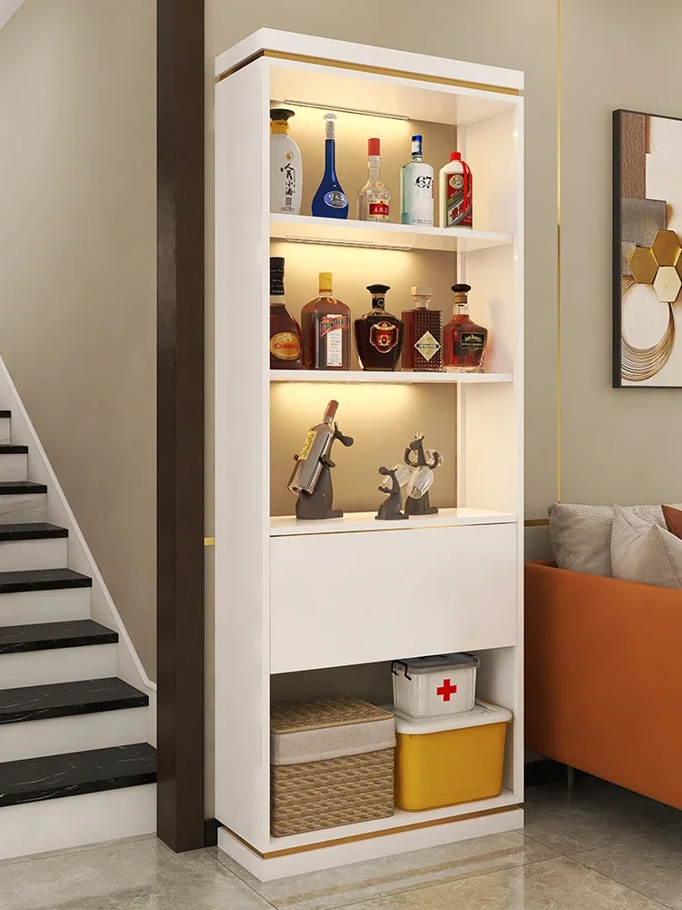 Dinner side cabinet integrated wall high cabinet, modern minimalist hole board storage cabinet for household use, made of steel