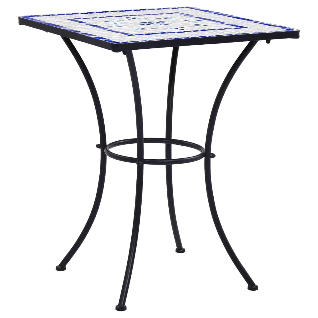 Mosaik-Bistrotisch Blau und Wei? 60 cm Keramik