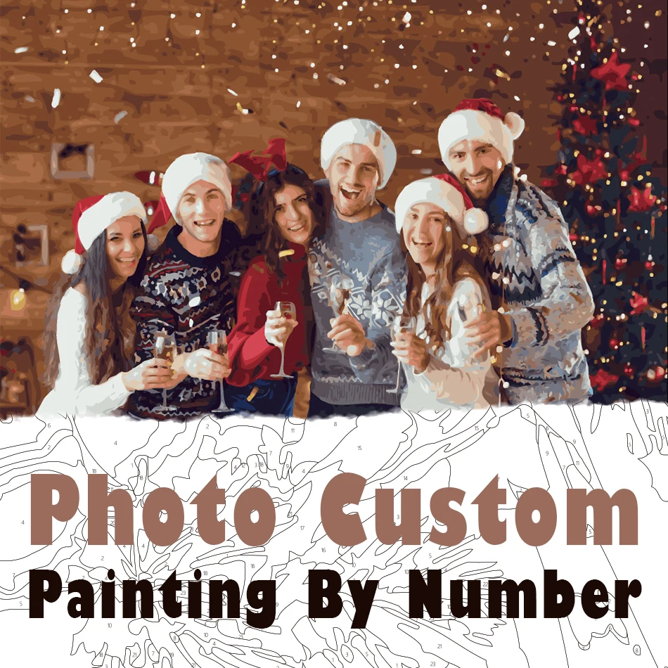 24/36/48 Color Personalised Painting Kits For Adults Photo Custom Diy Portrait Family Photo Unique Christmas Gift For Beginner