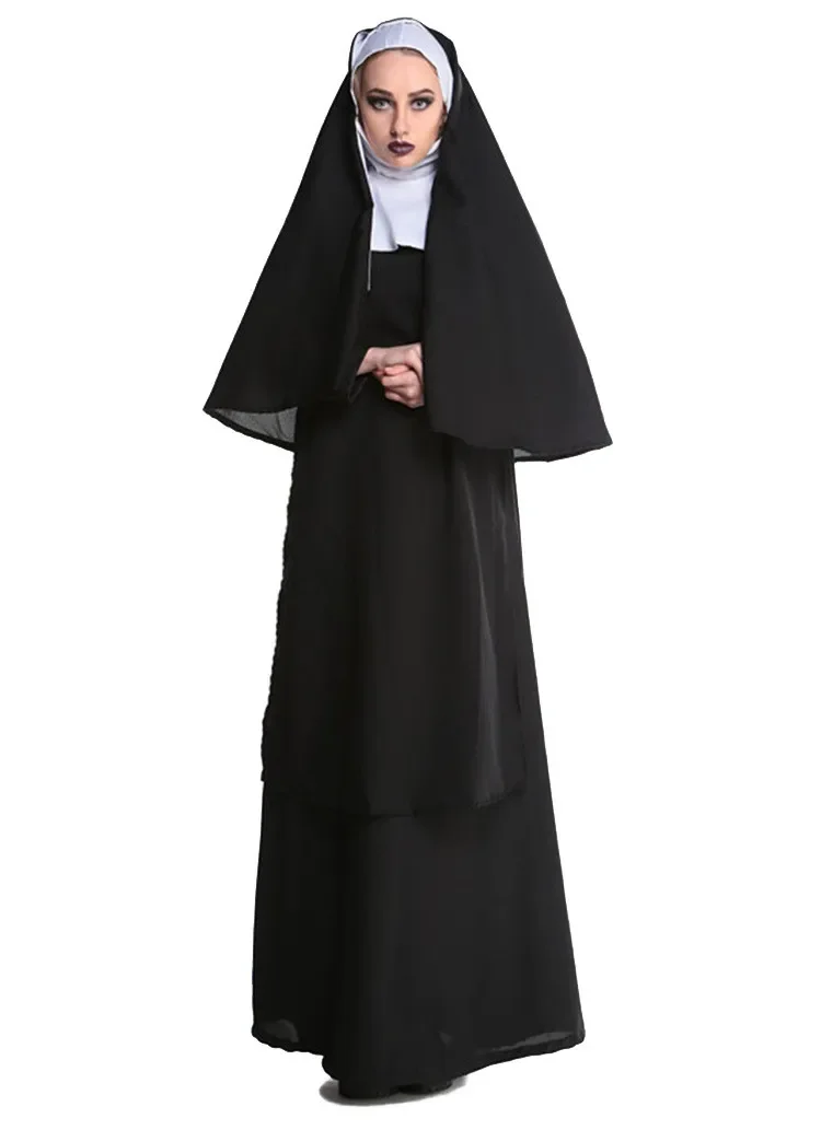 

Sexy Nun Costume Halloween Costume for Adult Women Black Nuns Costumes