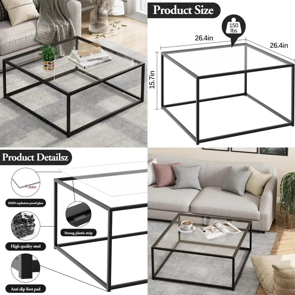 

Modern Coffee Tables for Living Rooms - Square Space-Saving Designs, Simple Tea & Cocktail Center Tables