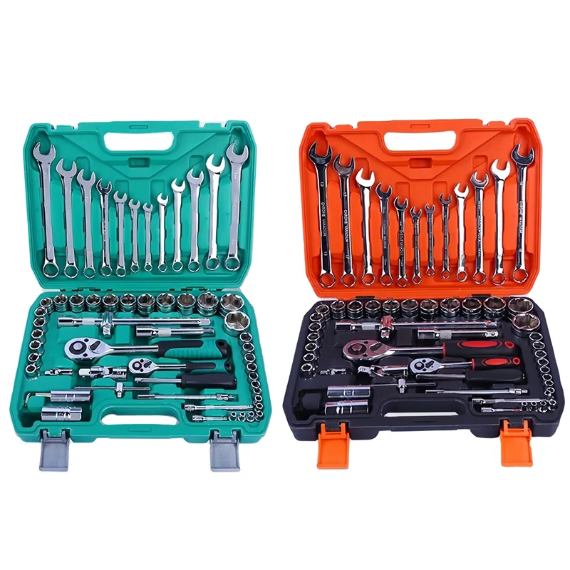 Portable 61pcs Multi-purpose Car Repair Tool Set Includes Ratchet Torque Wrench & Screwdriver Car Bicycle Motorcycle Repair Kit