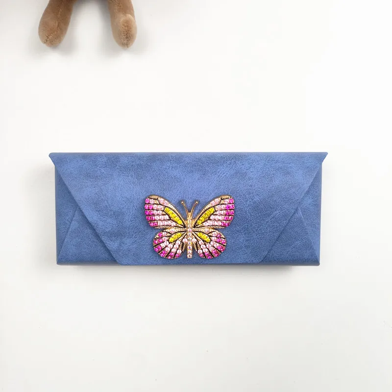 مجموعة مع الماس فراشة نظارات حافظة المرأة المضادة للضغط المحمولة حسن المظهر طالب قصر النظر نظارات تخزين النظارات الشمسية أ