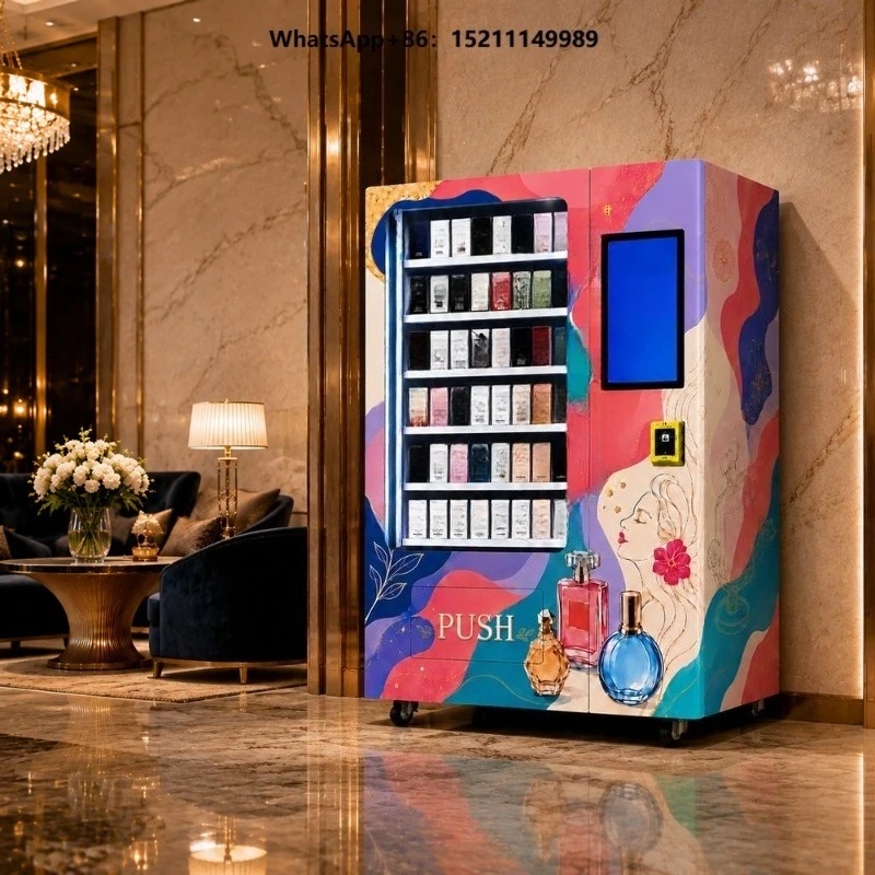 Luxury Perfume Vending Machine with Elevator Push Rod Delivery Touch Screen Cashless Payment for Hotel Mall Airport Retail Shop