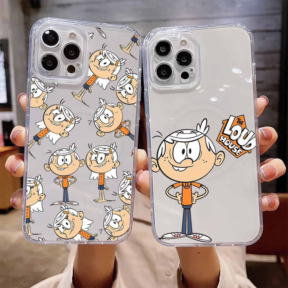 Cartoon The L-Loud House Funny For IPhone 16 15 14 13 12 11 Pro Max Plus Transparent Magnetic Suction Phone Case