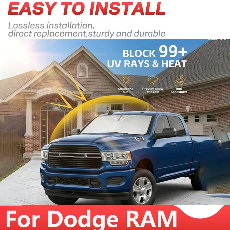 Fit For Dodge Ram Front Sunshade,Sunshade,Foldable Protector,Front Window Cover,Truck Interior Protection,Decorative Accessories