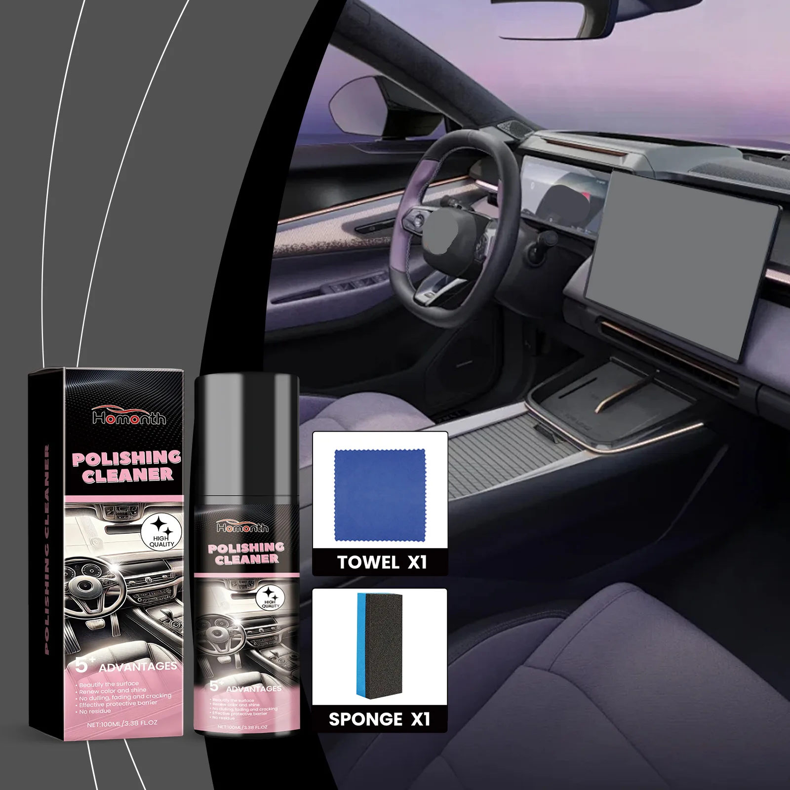 Car Interior Polishing Agent Leather Care Anti Foulings Decorative Maintenance for Vehicle Interior