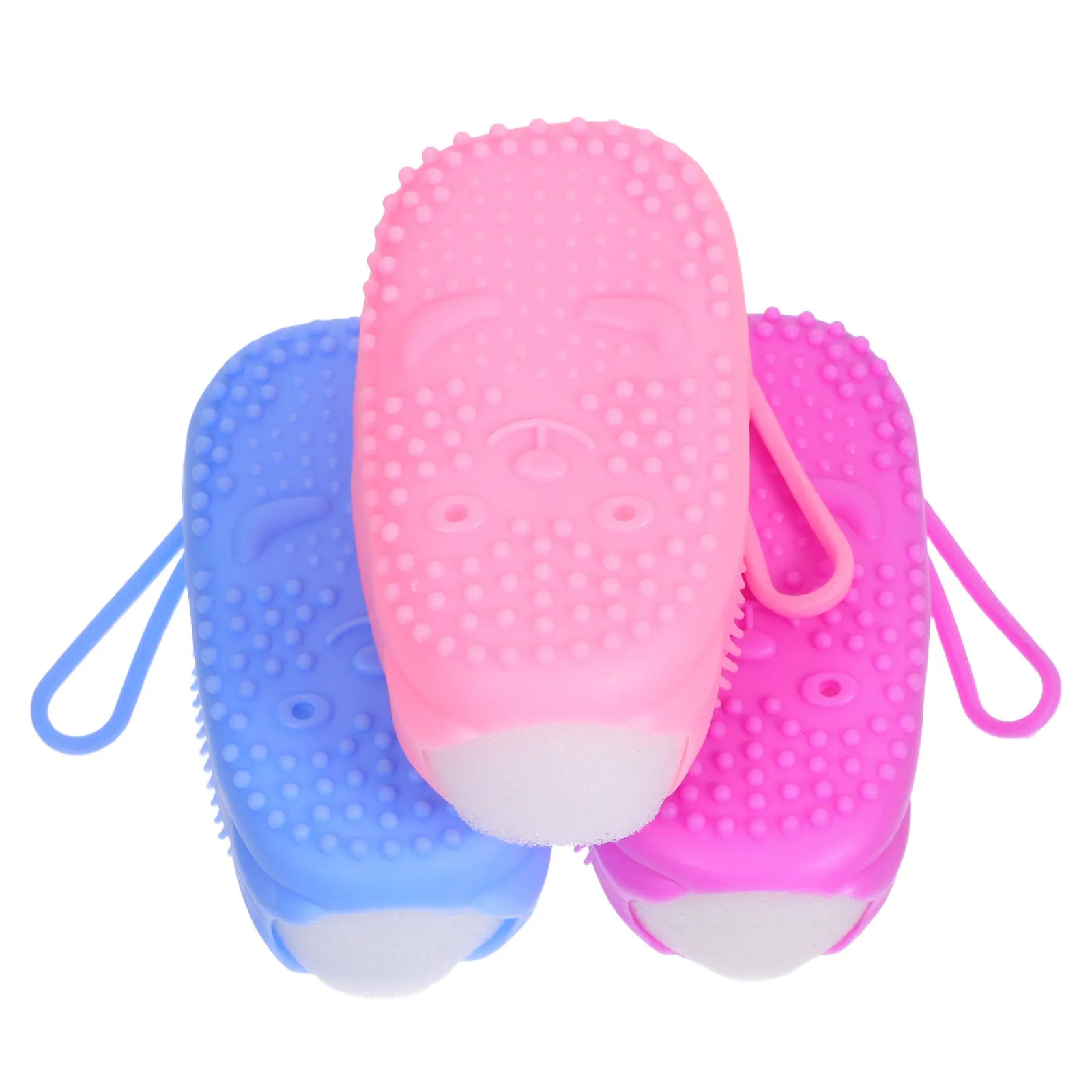 3 Pcs Bath Scrubber for Body Sponge Silicone Brush Back Brushes Shower Exfoliating