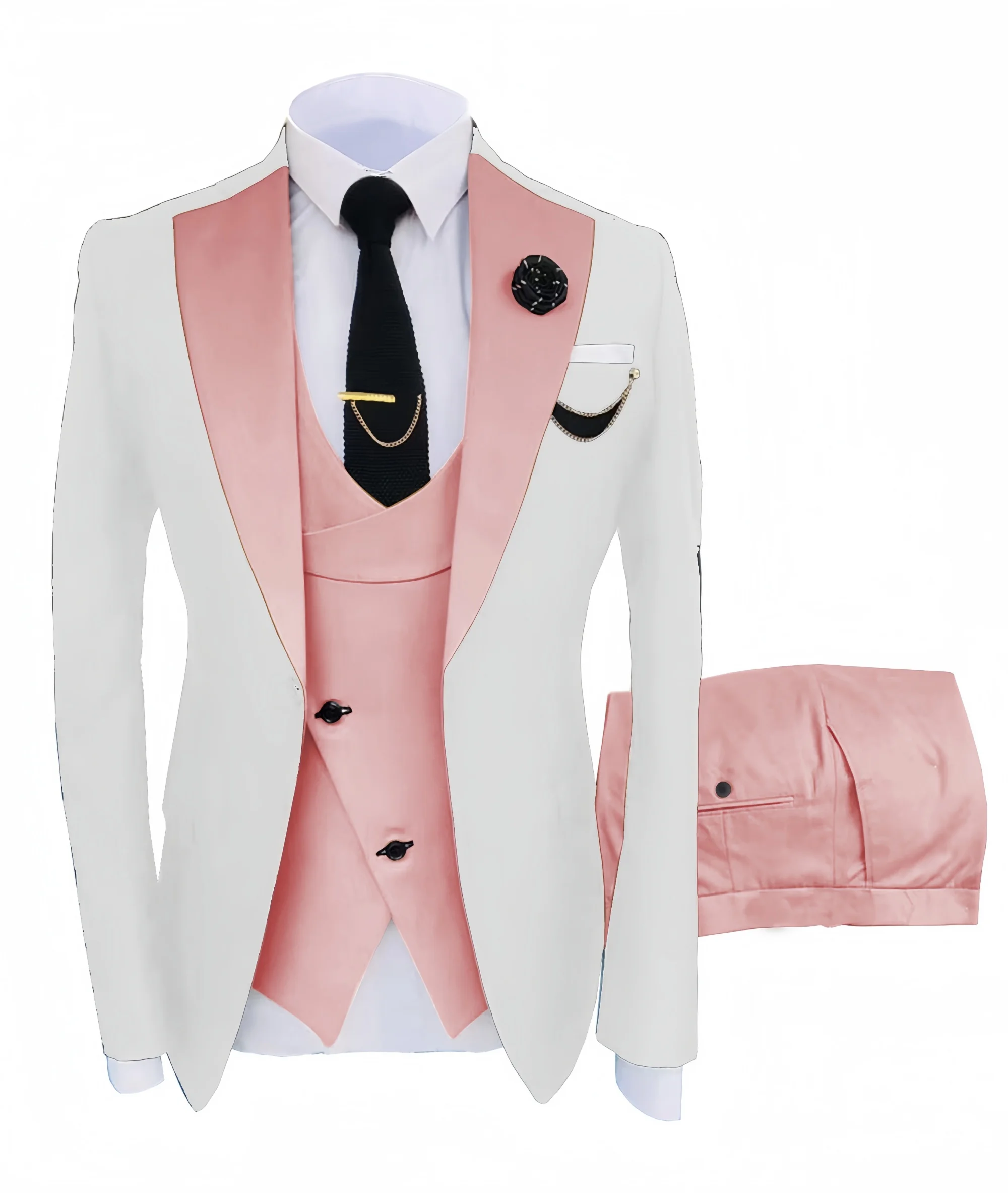 New Men's Suit 2024 Peak Lapel Slim Fit Casual Tuxedos Groom Tailor Made 3 piece(Blazer+Pants+Vest)Full set Elegant suit for men