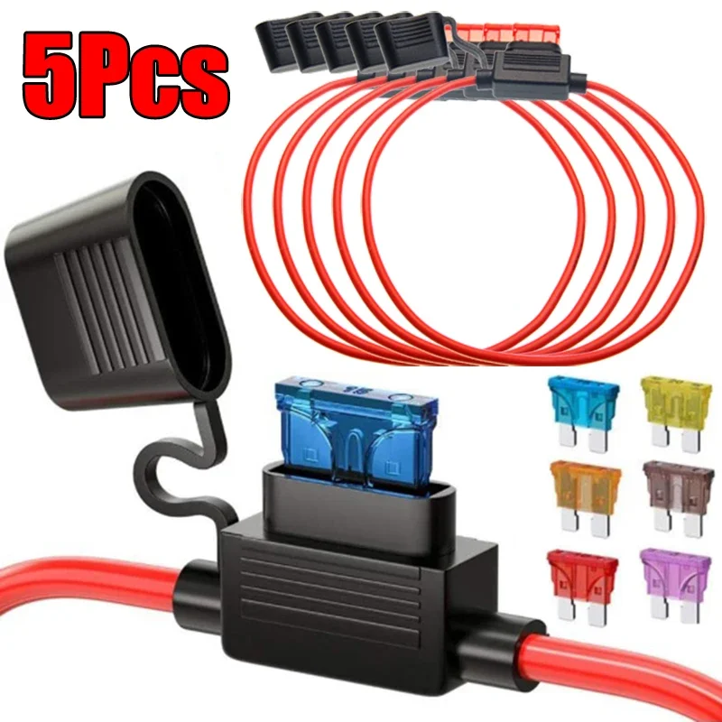 

5Pcs In Line Mini Blade Adapter Fuse Holder for 12V 20A DC Insert Wire Cutoff Switch Sockets Car Fuse Box Auto Accessories