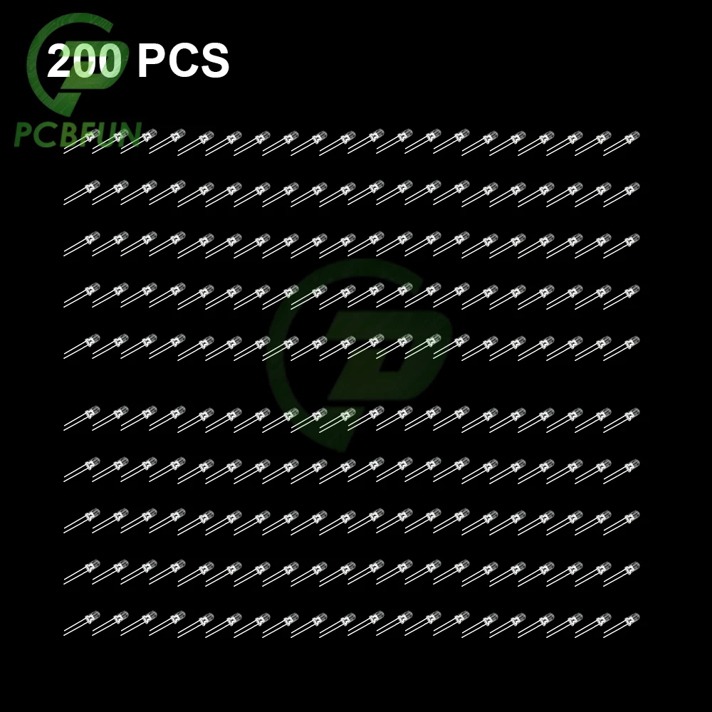 Assorted White Hair LED Kit de luz, DIY LED Set, DIY eletrônico, amarelo, 5mm, 50 Pcs, 100 Pcs, 200Pcs