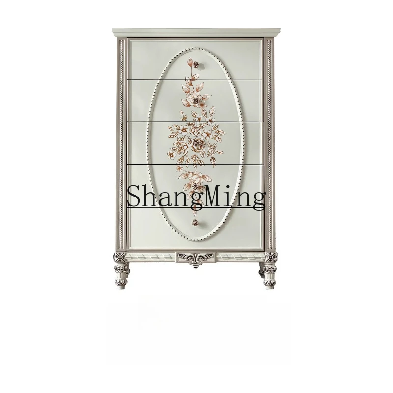 CL pastoral solid wood chest of drawers living room bedroom hand-painted drawer decorative locker