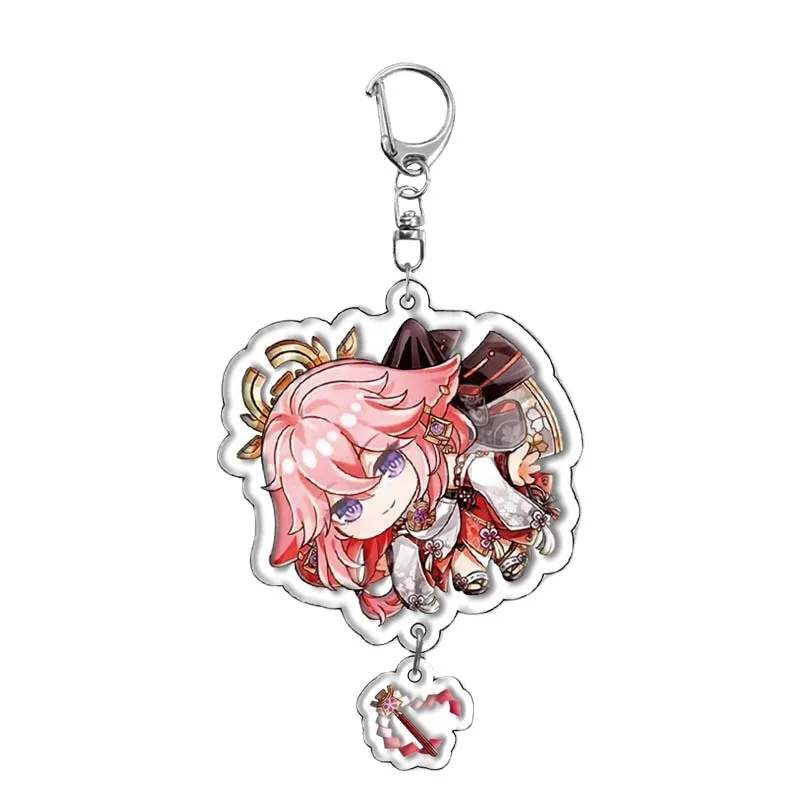 Impact Keychain Game Figure Scaramouche Kaedehara Kazuha Klee Double Sided Acrylic Pendant Jewelry Key Chain For Boyfriend Gift