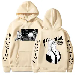 Harajuku Anime Chainsaw Man Power Cute Printed Hooded Plus Size Hoodie Men Women Sweatshirts Comfortable Unisex Warm Pullover