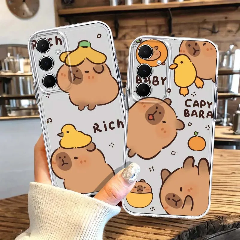 

Cute Capybara Fun Pattern For Samsung Galaxy A73 A72 A71 A70 M56 A55 M55 M54 F54 A53 M53 A52 A52s F42 M40S Phone Case