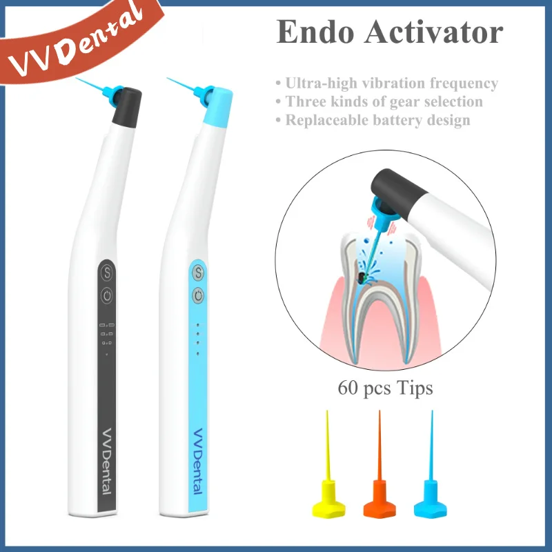 

VV Dental Wireless Endodontic Treatment Root Tool With LED Light Dental Teeth Cleaning Equipment Endo Activator With 60 Pcs Tips