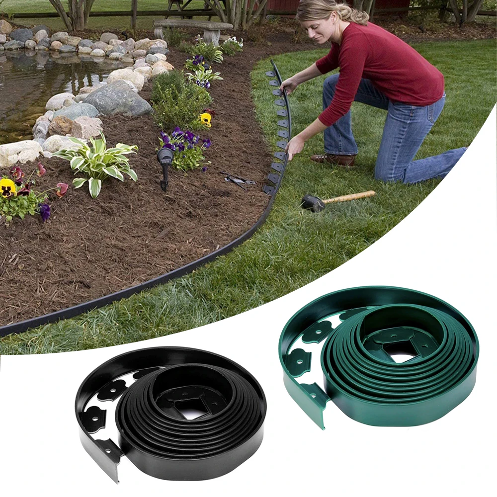 

Plastic Edging Border for Garden, Lawn Border, Landscape with 30 Anchoring Solid Stakes, Easy Install Insert, 10m