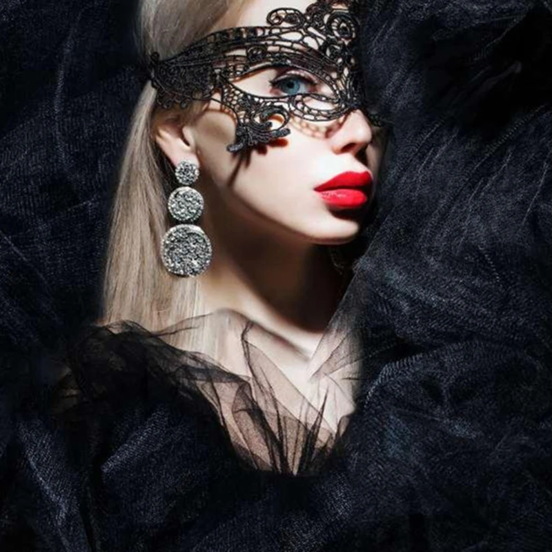 Black Queen Lace Mask Embroidery Appliques Party Carnival Mask Woman Accessories Wedding Mask Halloween Masquerade Mask image 3