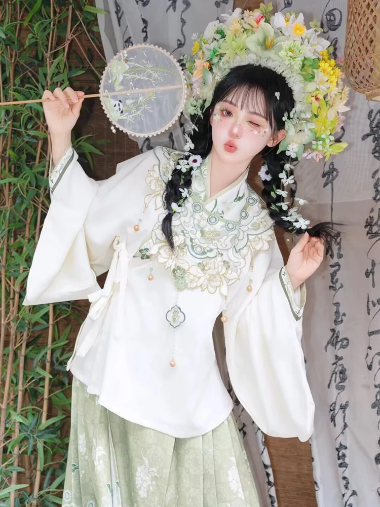 

New QingZhou Hanfu Women's Clothing Floral Hairpin Ming Dynasty Style Photography Portrait Photography Ethnic Costume