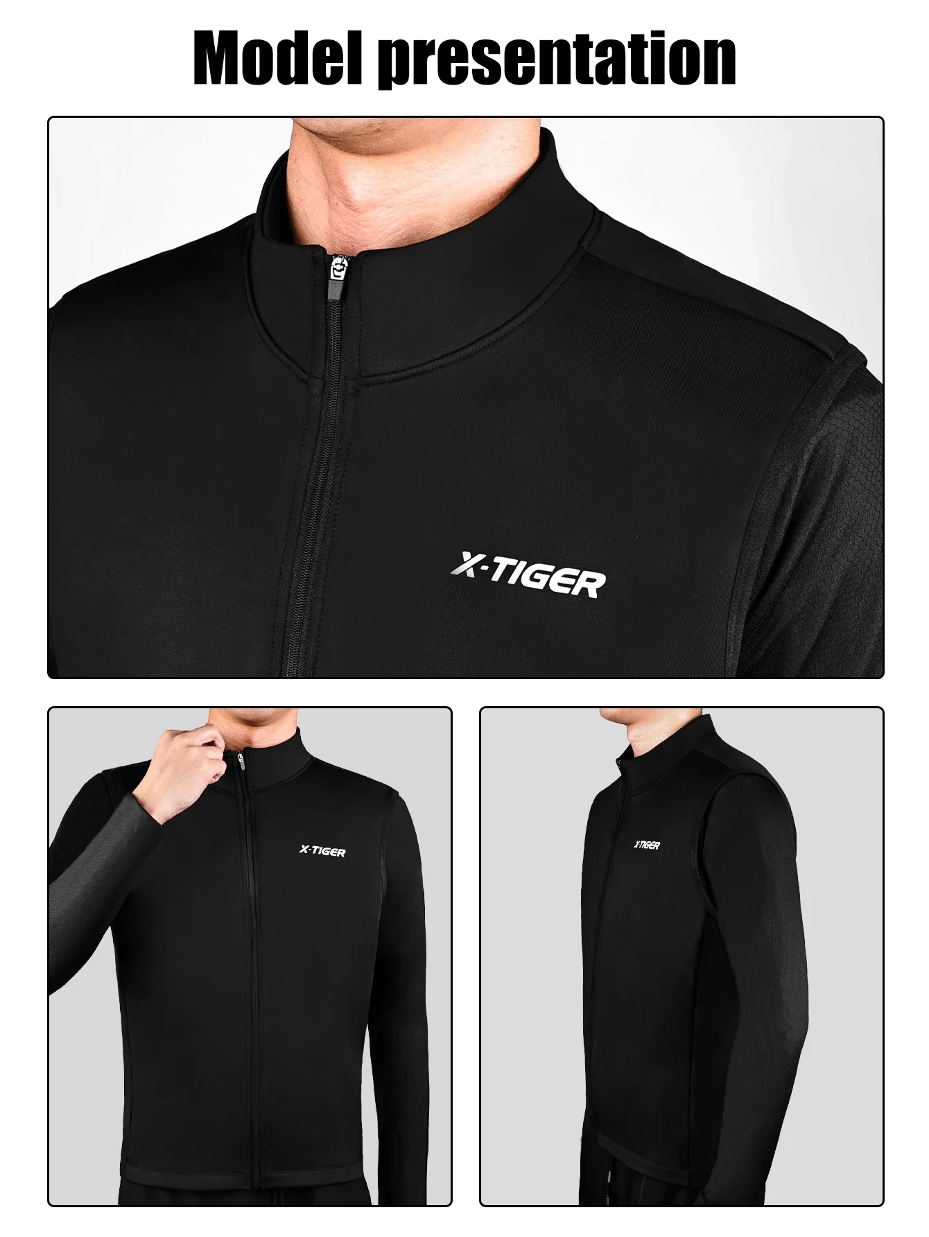 X-TIGER Warme Fahrradweste, winddicht, lockere Fleece-Weste, ärmellos, für Mountainbike, Rennrad, Winter, reflektierende Fahrradweste – Detail 6