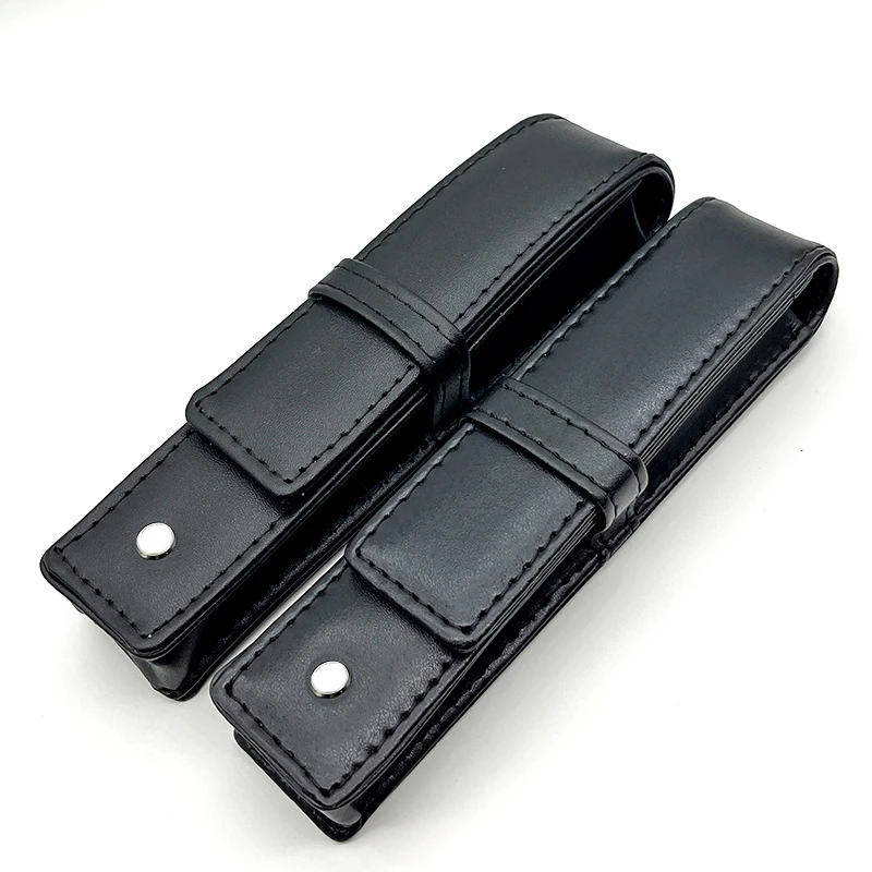 MB Luxury Black Leather Pen Bag Holder High Quality Stationery Supplies Pencil Case