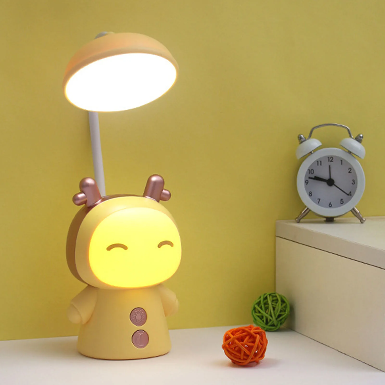 ZK40 Cute Desk Lamp for Kids ABS PC 2 Gear Cartoon Doll USB Rechargeable Gooseneck Table Night Light for Dorm Bedroom Bedside