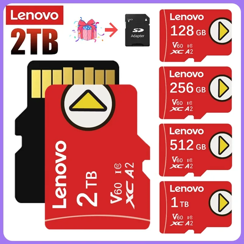 Lenovo-Class 10 Micro TF Cartão SD, Cartão de Memória Flash para Nintendo Switch, SD, TF, 2TB, 512GB, 1TB