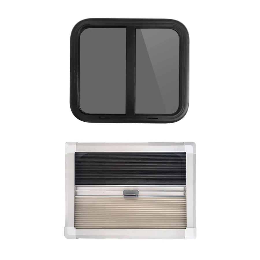 Rounded Sliding Window with Sunshade and Mosquito Net, Inner Window Opening Size 400x400mm,  Acrylic Rounded Sliding Window