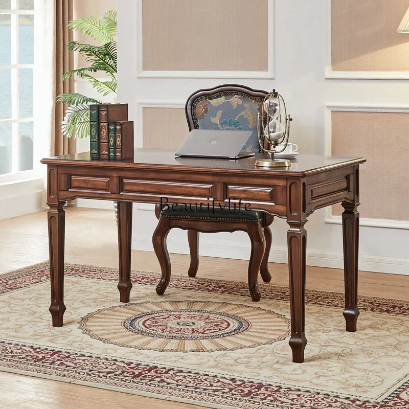 

yj7 American-style Solid Wood Bedroom Writing Desk Small Apartment Study Table Home Study Room