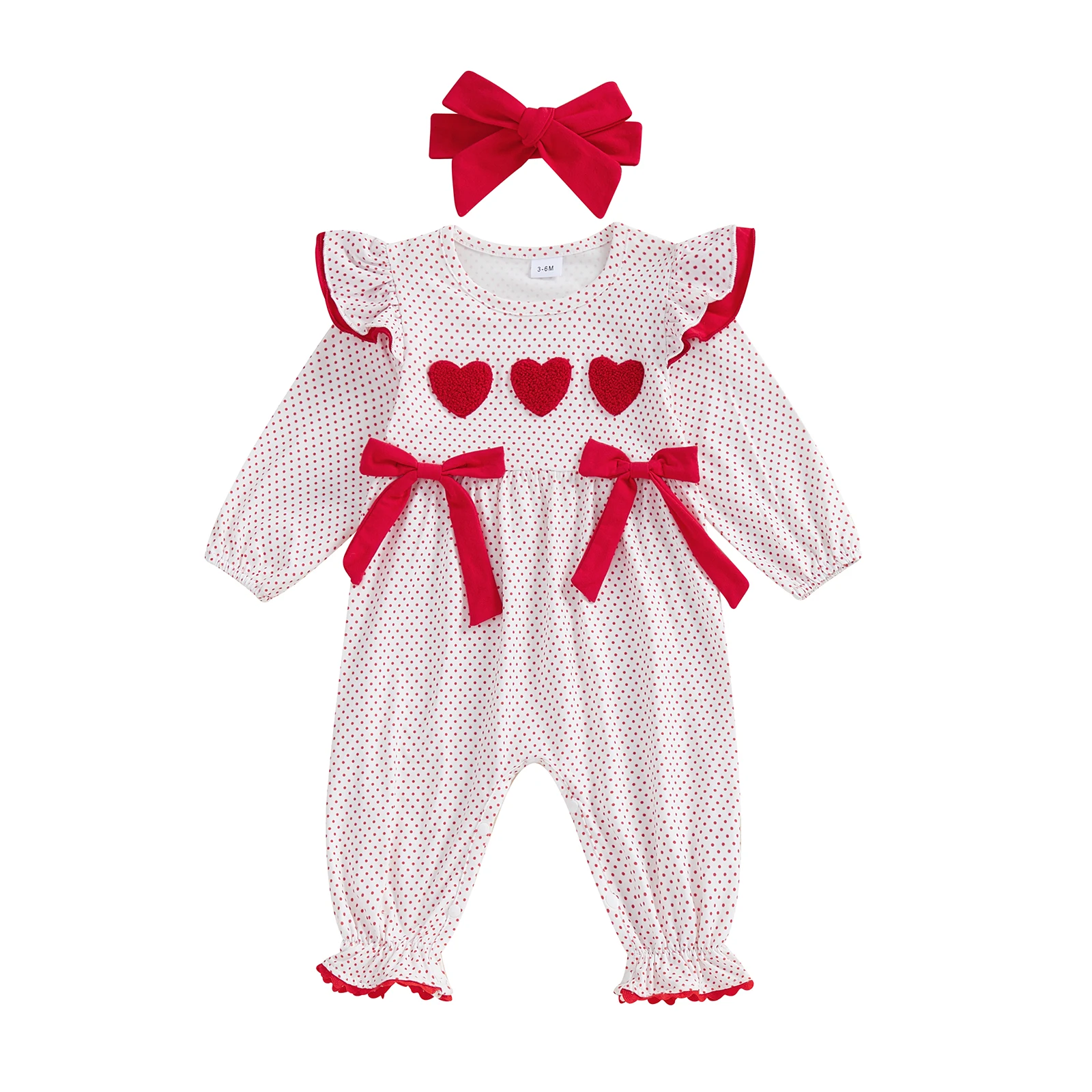 ملابس خريفية للفتيات الصغيرات، بذلة على شكل قلب بأكمام طويلة مع عصابة رأس لملابس الأطفال #1