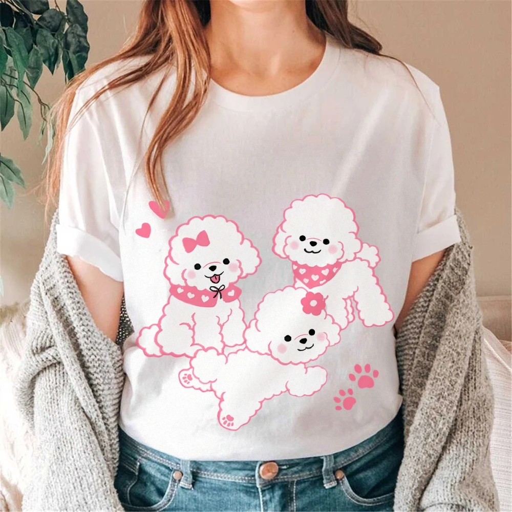 

Cute Y2k - Inspired Graphic Tee, Pink - Themed Poodle Design, Charming & Fashionable, Ideal for Playful Casual Outfits