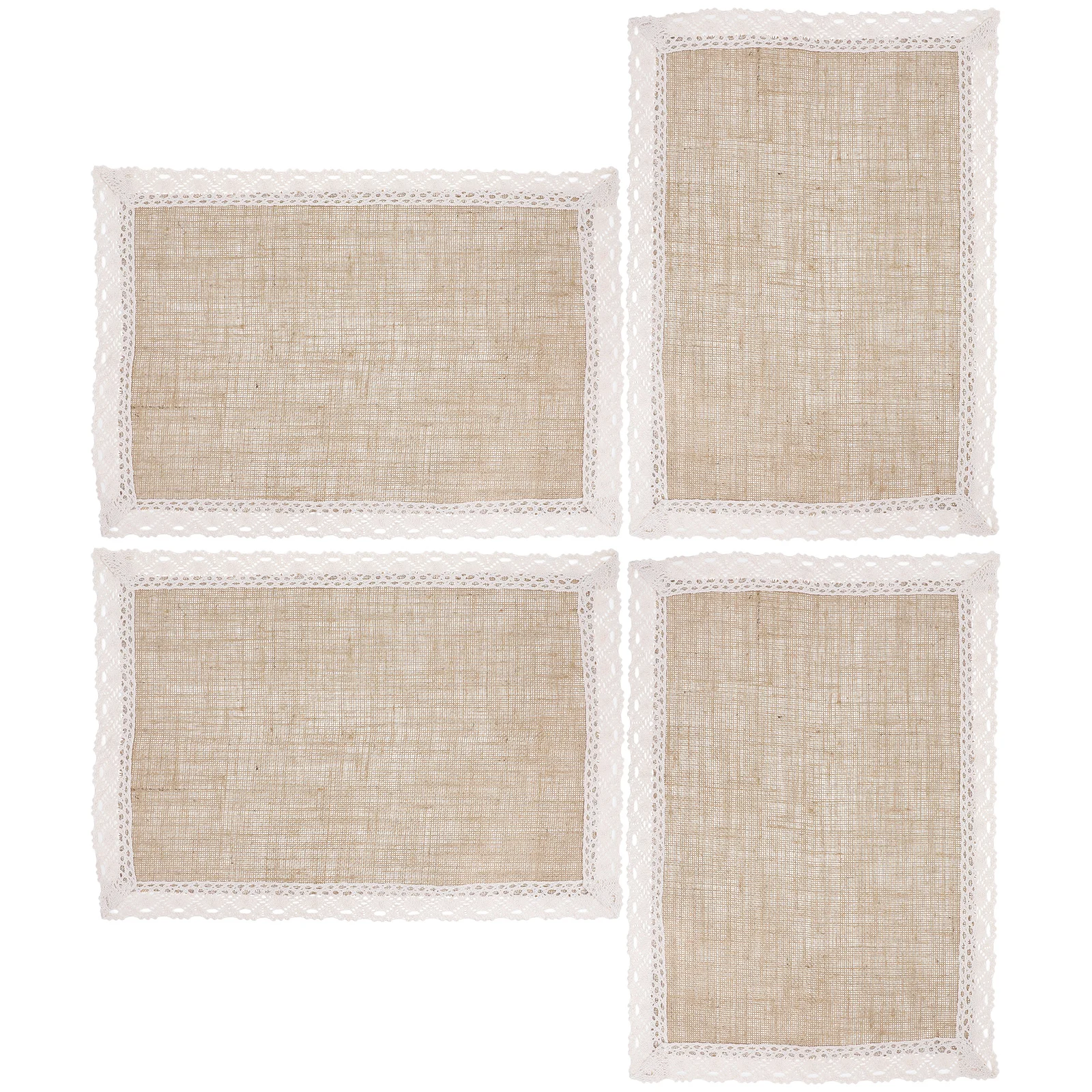 

4 Pcs Jute Placemats Heat Resistant Table Mats Vintage Burlap Kitchen Boho 45x30cm Linen Dinner Mat Drink Coasters
