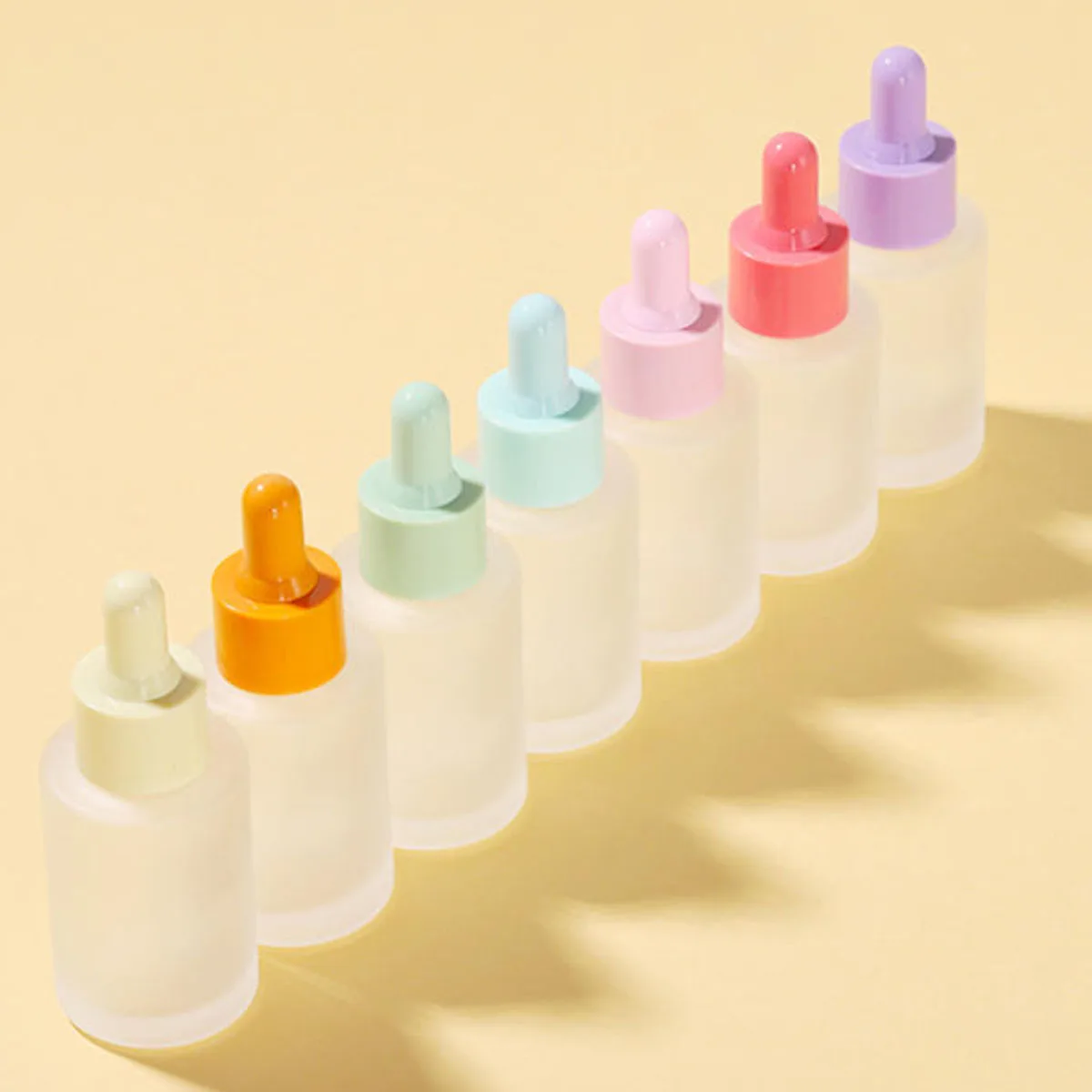 7X 10X  30ml Frosted Clear Round Thick Glass Dropper Bottles for Essential Oils Essence Eye Drop Pipettes Cap Refillable Flat