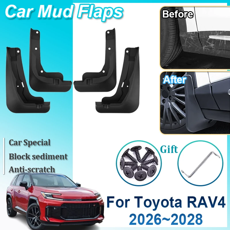 

For Toyota RAV4 Mud Flaps Accessories 2026 2027 2028 XA60 MK6 Mudguards Front Rear Fender Wheel Covers MudFlaps Car Accessories