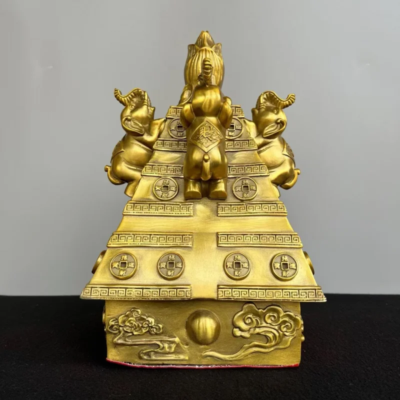 

Four Symbols Wealth Ornament, All-Copper Auspicious Elephant Money Tower, Home and Office Desktop Decoration, Small Auspi