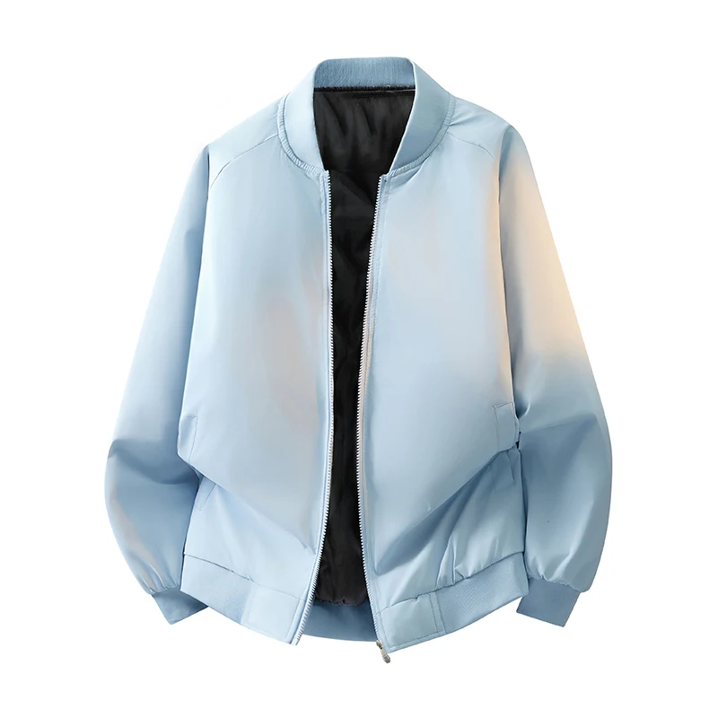 

Классическая куртка с воротником-стойкой на молнии — однотонное пальто с длинными рукавами и карманами, весенне-осенняя повседневная верхняя одежда для мужчин и женщин ​