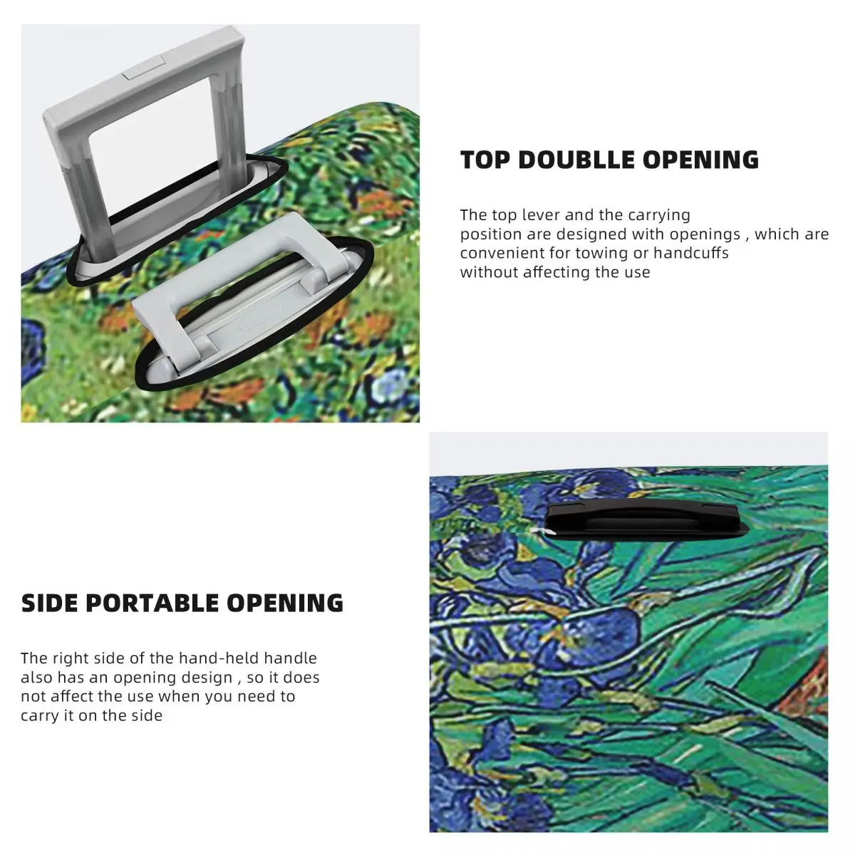 Vincent Van Goghのアイリス スーツケースカバー 保護弾性旅行荷物プロテクターカバー 18～32インチ用