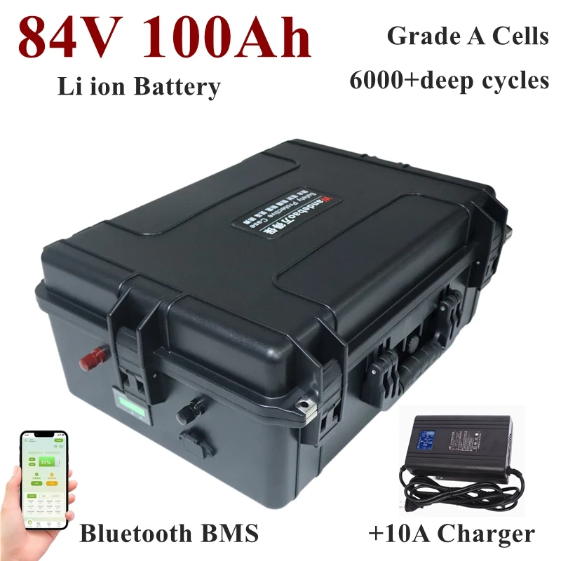 

Batterie li-ion 84V 100Ah 85.1V 100Ah 100A BMS, pour alimentation électrique 8400W Sicile EV, pour camping-car, nettoyeur de sol