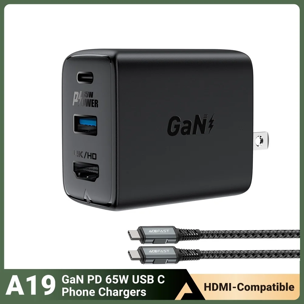 Top GaN 65W PD PPS Fast Charger For iPhone 13 12 11 Pro Max 4K HDMI-Compatible Adapter HD Connector TV Converter For Switch