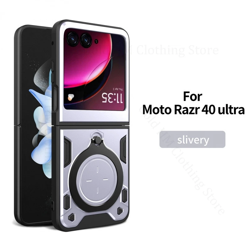 

For Motorola Razr 60 Ultra 5G Hybird Magnetic Holder Kickstand Case For Moto Razr 50 40 Ultra Armor Heavy Duty Shockproof Cover
