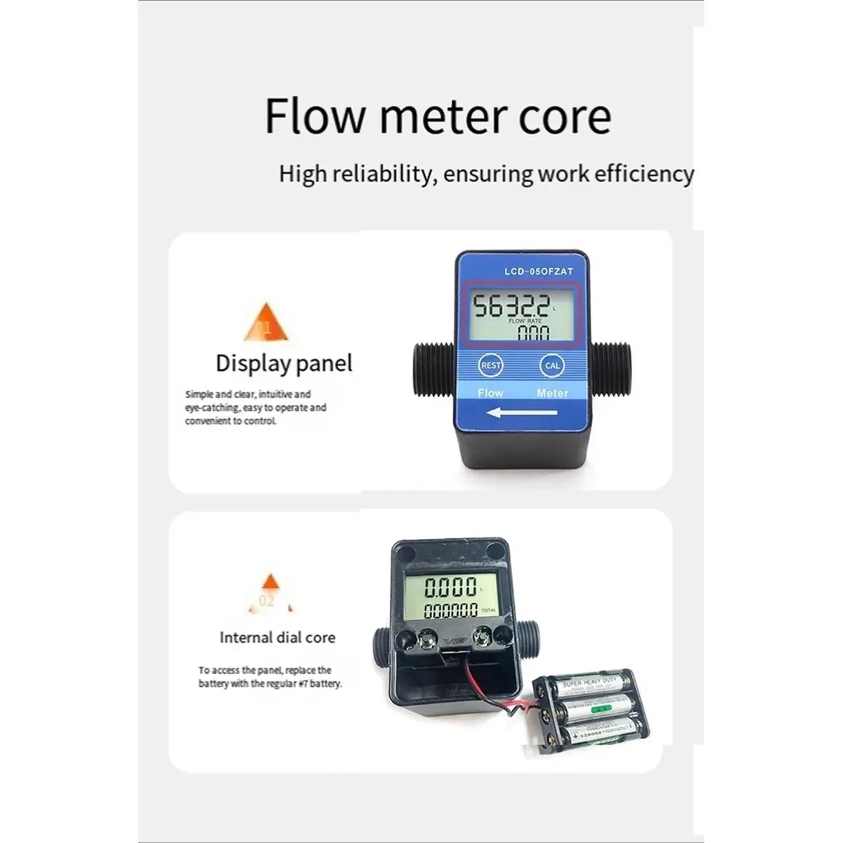 PHONE&GEAR LCD Blue Gear Digital Current‌ Meter High Accuracy Digital Liquid Sensor Oil Water Milk Syrup Current‌ Meter, , G1/2