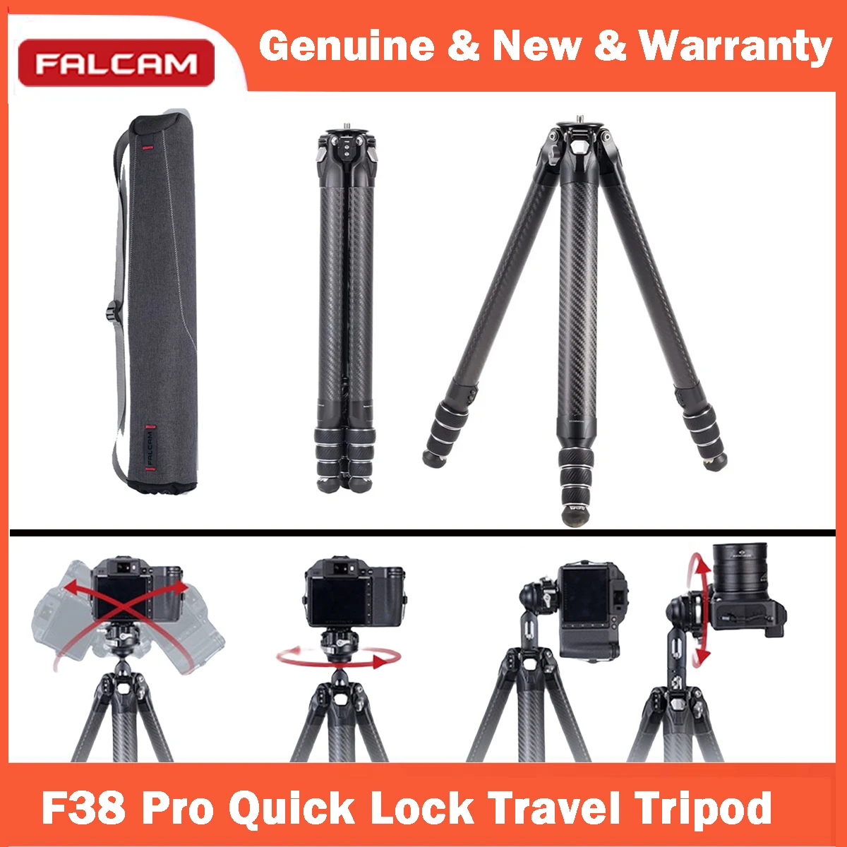 

Falcam TreeRoot 61" F38 Pro Video Travel Tripod 61" Lightweight Carbon Fiber Camera Tripod Quick Release 1/4" Screw for Cameras