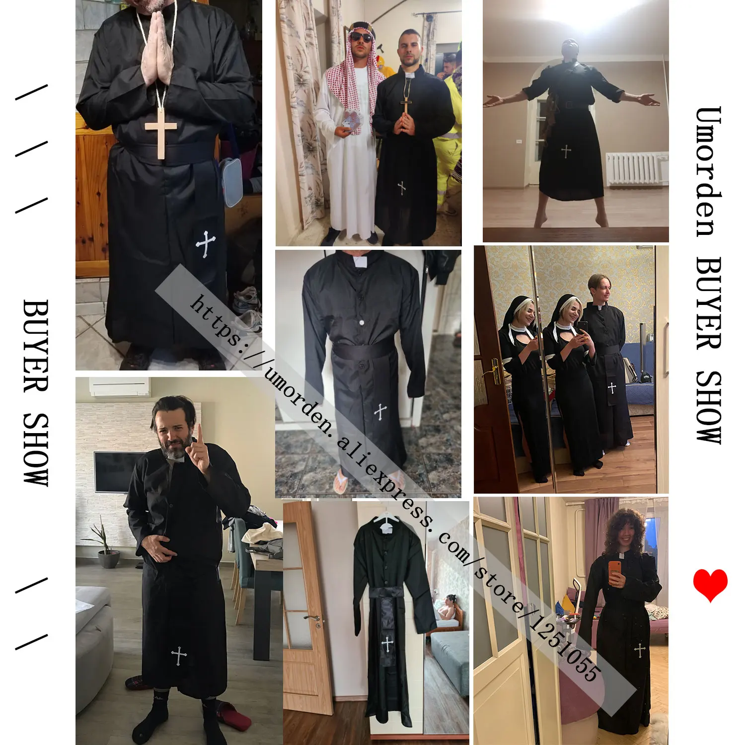 Umorden Adulto Nero Nobile Sacerdote Costume Uomini Pastore Religioso Padre Costumi di Halloween di Purim Del Partito Mardi Gras Fancy Dress