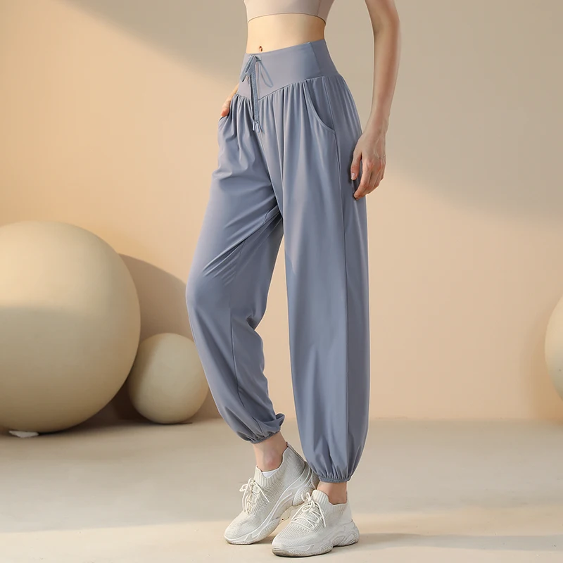 

Wide-leg loose yoga wear sports pants for women high-waisted straight-leg quick-drying drapey running fitness pants casual