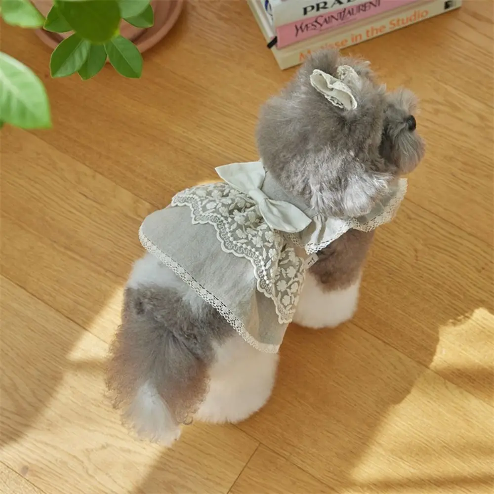 

Comfortable Cotton Dog Summer Vest Flying Sleeve Lace Cat Princess Skirt Breathable Cute Pet Clothes Autumn