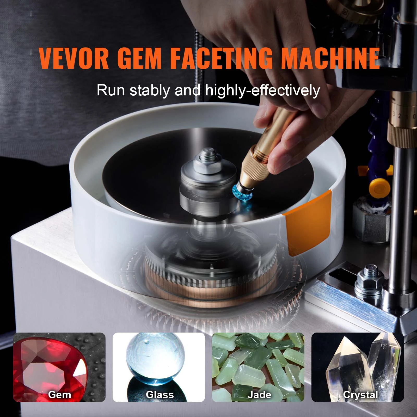 SucceBuy Gem Faceting Machine 180W Jade Grinding Polishing Machine 0-2980RPM Adjustable Rotating Speed Rock Jewel Angle Polisher