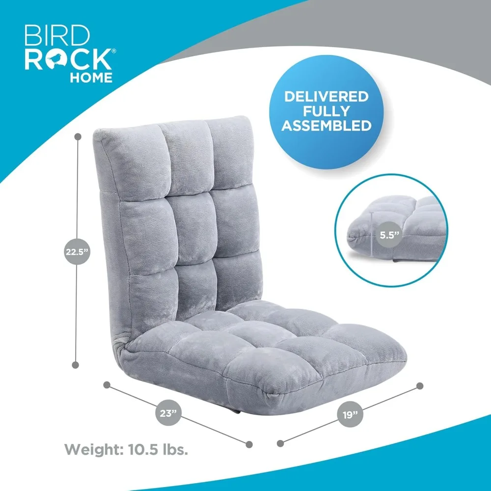 

Adjustable 14-Position Memory Foam Floor Chair – Foldable Comfy Seat for Gaming, Reading, Meditation–Back Support–Soft Silver