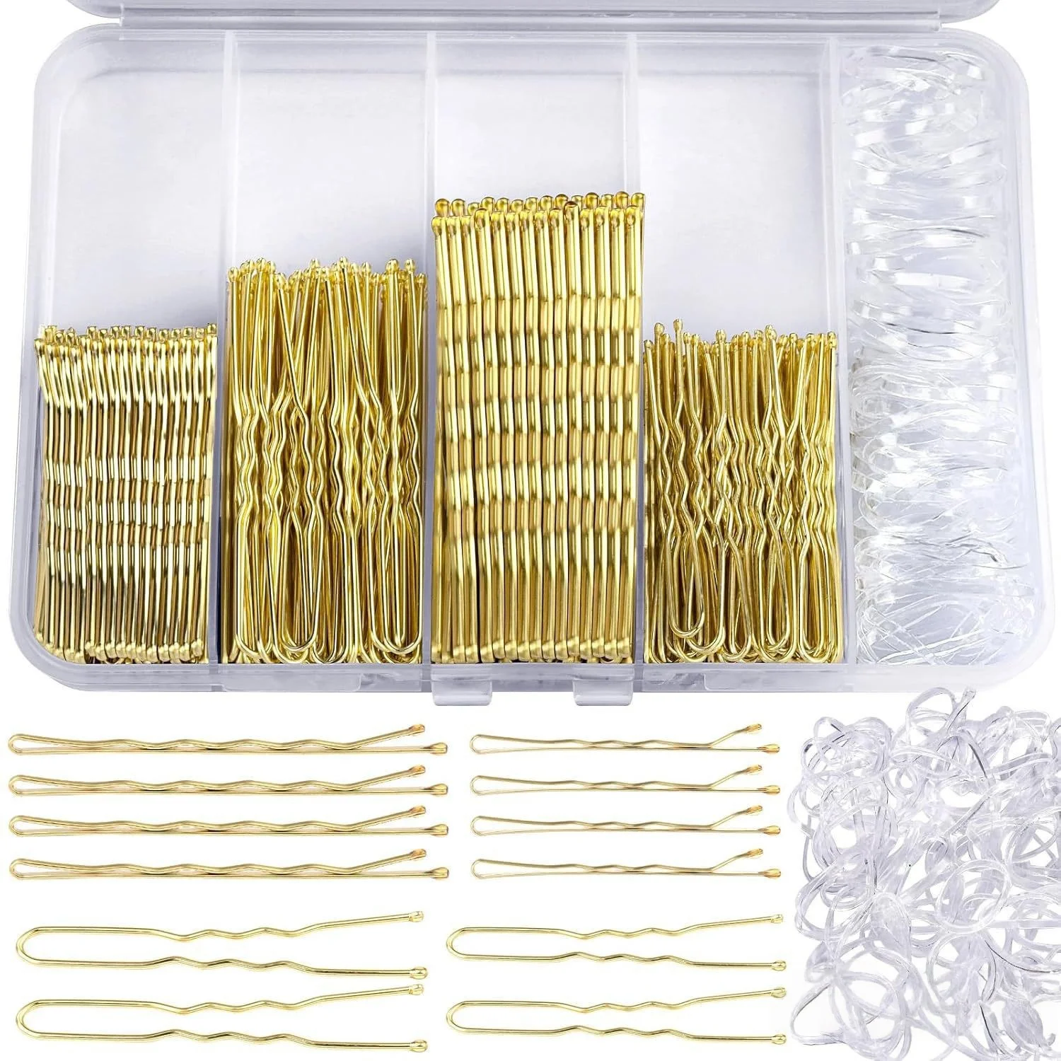 300 Stück Bobby Pins Haarnadeln Kit 100 Haarnadeln für Frauen 100 Bobby Pins 100 Haarbänder Haarnadeln für Mädchen Brötchen Haarschmuck – Detail 3