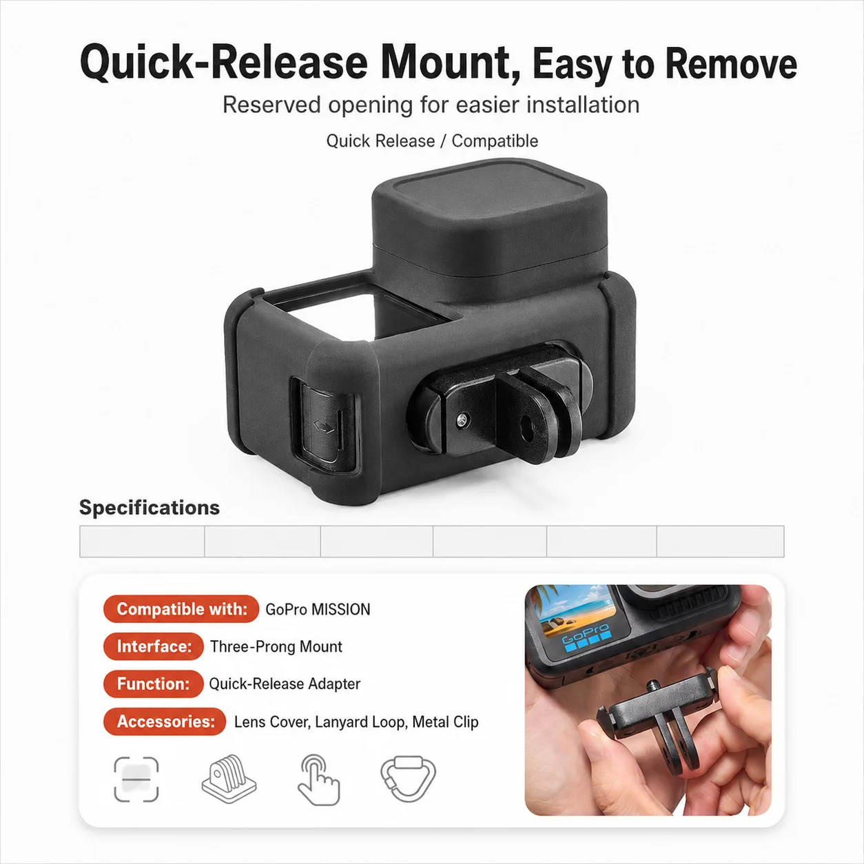 Protective Silicone Case for GoPro GoPro MISSION 1 PRO/1 Tempered Glass Screen Protector Film Lens Cap Cover For GoPro Accessory view 5